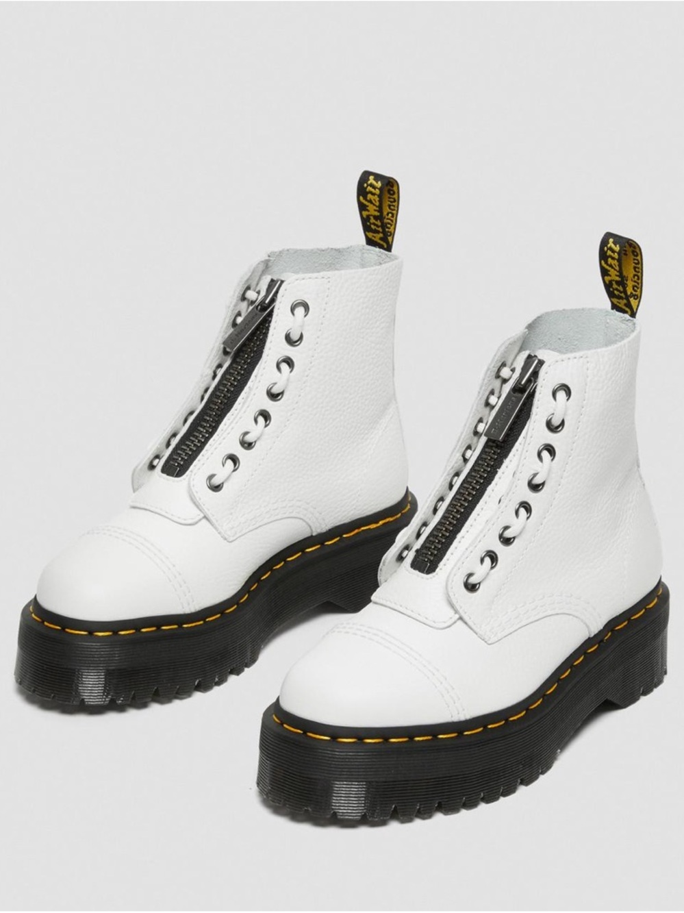 Dr. Martens Sinclair Milled Nappa Leather Platform Boots White Zip Size W8 NWOT